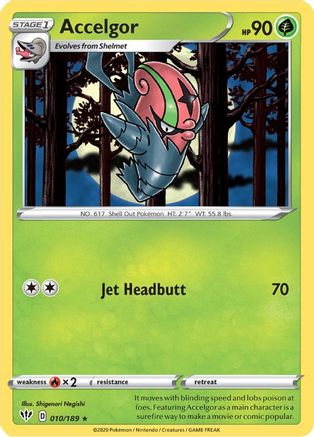 Accelgor 010  - Reverse Holofoil SWSH03 Darkness Ablaze - Rare