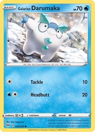 Galarian Darumaka 043  - Reverse Holofoil SWSH03 Darkness Ablaze - Common