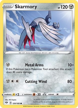 Skarmory 120  - Reverse Holofoil SWSH03 Darkness Ablaze - Common