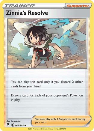 Zinnia's Resolve 164  - Reverse Holofoil SWSH07 Evolving Skies - Uncommon