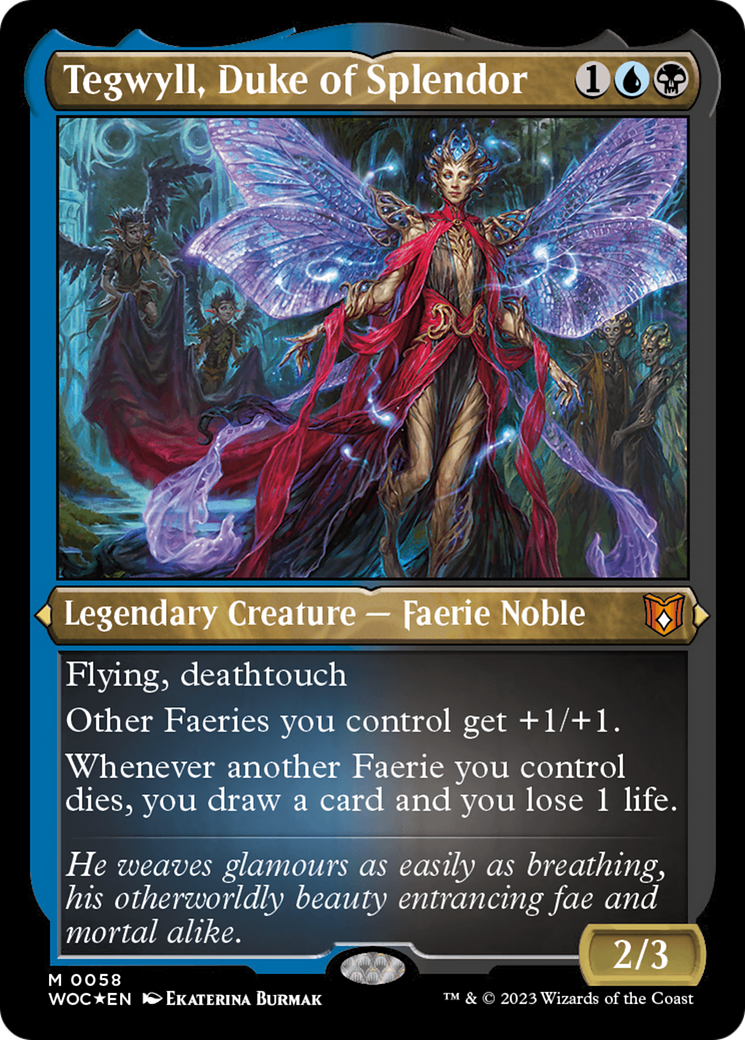 Tegwyll, Duke of Splendor (Display Commander) - Thick Stock (WOC-058) - Wilds of Eldraine Commander Foil