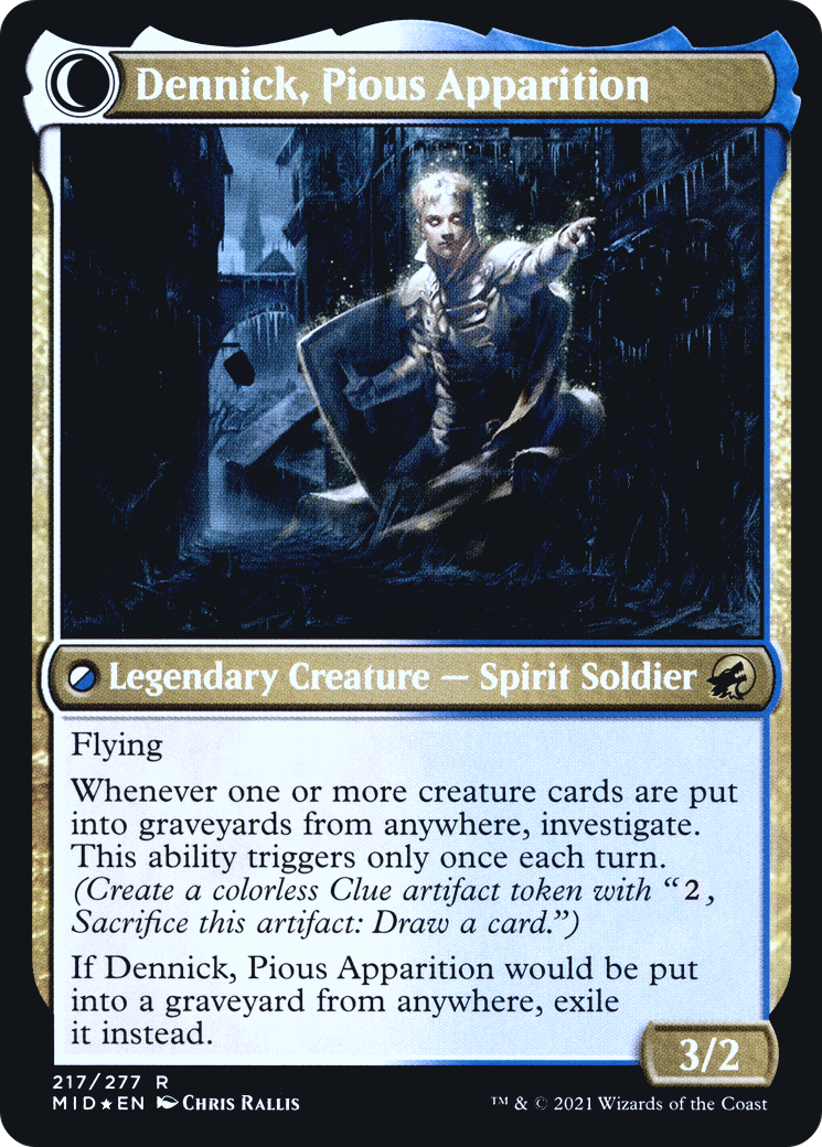 Dennick, Pious Apprentice (PRE-217) - Innistrad: Midnight Hunt Promos: (Double Faced Transform) Foil