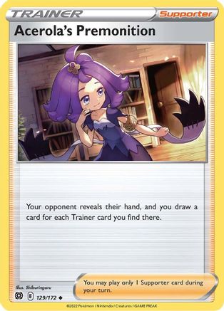 Acerola's Premonition 129  - Reverse Holofoil SWSH09 Brilliant Stars - Uncommon