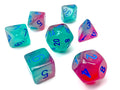 Dice: 7 pc: Gemini: Gel Green-Pink/Blue Luminary
