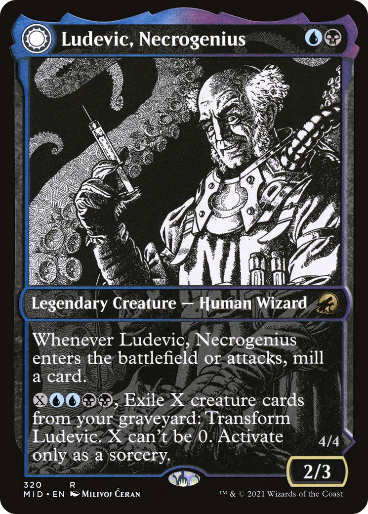 Ludevic, Necrogenius (Showcase) (MID-320) - Innistrad: Midnight Hunt: (Showcase, Double Faced Transform) Foil
