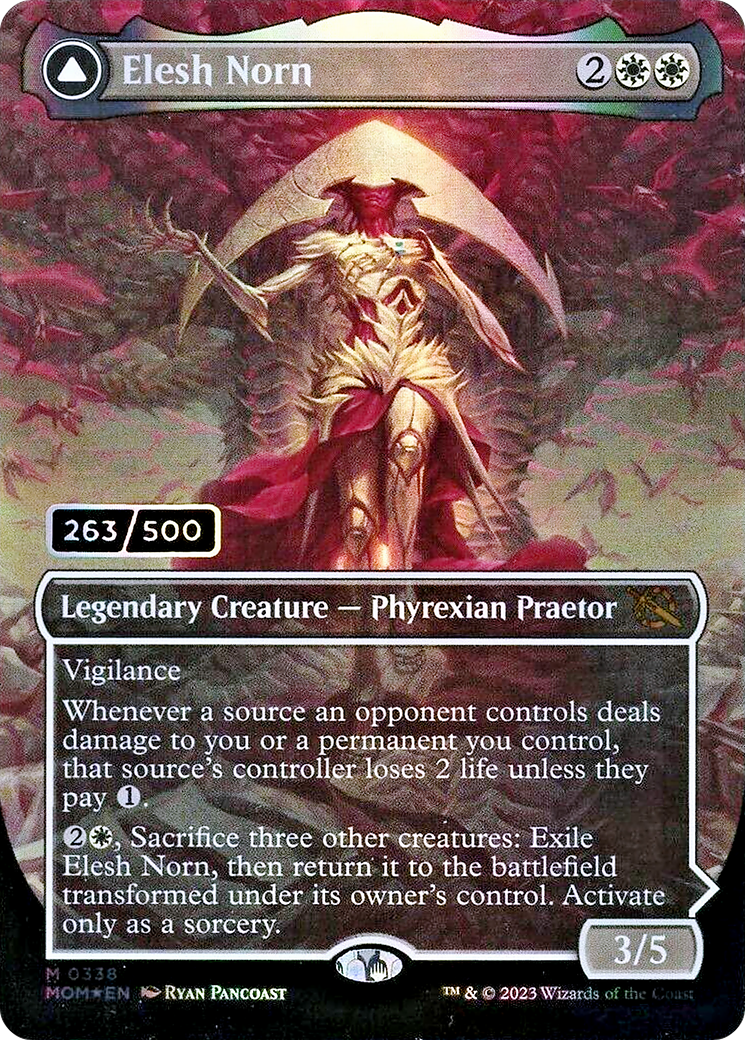 Elesh Norn (Serial Numbered) (MOM-338) - March of the Machine (Borderless) Foil