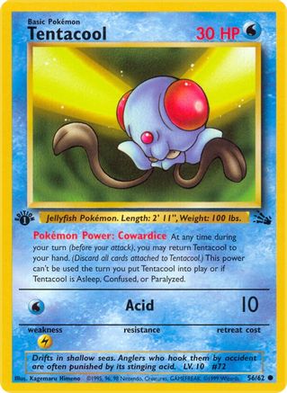 Tentacool 056  - 1st Edition Fossil - Common