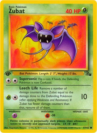 Zubat 057  - 1st Edition Fossil - Common