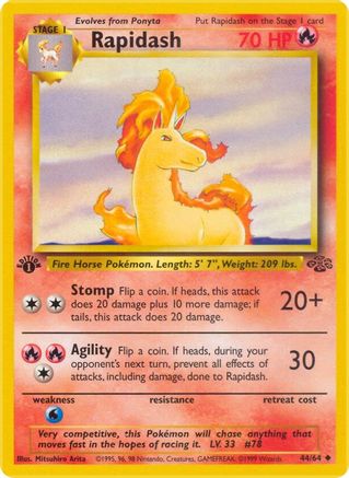 Rapidash 044  - 1st Edition Jungle - Uncommon