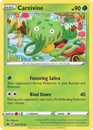 Carnivine 012  - Reverse Holofoil SWSH Crown Zenith - Uncommon
