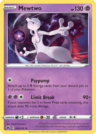 Mewtwo 059  - Holofoil SWSH Crown Zenith - Holo Rare