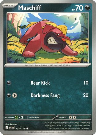 Maschiff 135/198  - Reverse Holofoil SV01 Scarlet & Violet Base Set - Common