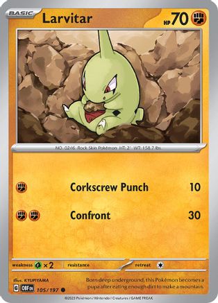 Larvitar 105  - Reverse Holofoil SV03 Obsidian Flames - Common