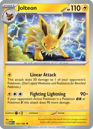 Jolteon 135  - Holofoil SV Scarlet & Violet 151 - Rare