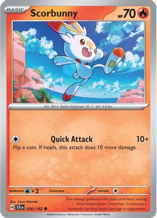 Scorbunny 026  - Reverse Holofoil SV07 Stellar Crown - Common