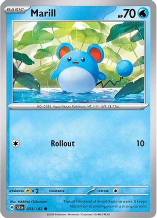 Marill 033  - Reverse Holofoil SV07 Stellar Crown - Common