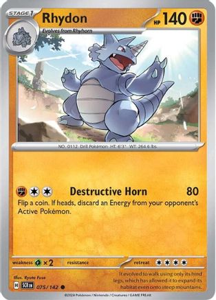 Rhydon 075  - Reverse Holofoil SV07 Stellar Crown - Common