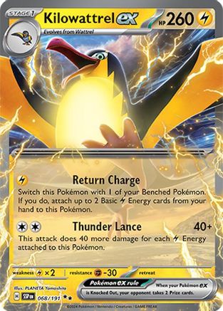 Kilowattrel ex 068  - Holofoil SV08 Surging Sparks - Double Rare