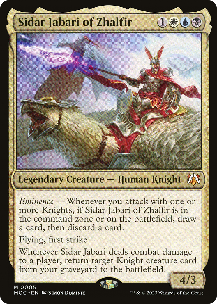 Sidar Jabari of Zhalfir (MOC-005) - March of the Machine Commander Foil