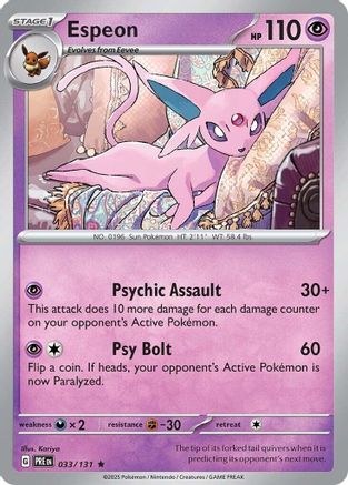 Espeon 033  - Holofoil SV Prismatic Evolutions - Rare