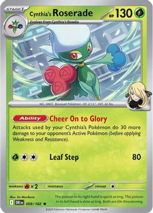 Cynthia's Roserade 008  - Holofoil SV10 Destined Rivals - Rare