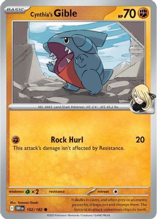 Cynthia's Gible 102  SV10 Destined Rivals - Common