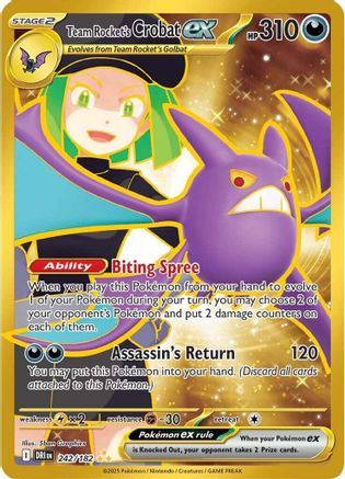 Team Rocket's Crobat ex 242/182  - Holofoil SV10 Destined Rivals - Hyper Rare