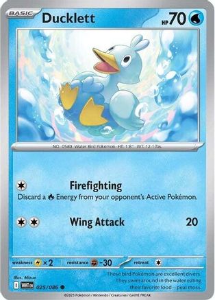 Ducklett 025  - Reverse Holofoil SV White Flare - Common
