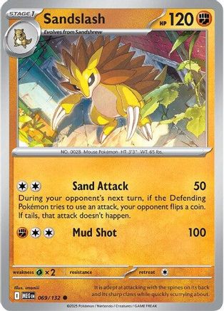 Sandslash 069  - Reverse Holofoil ME01 Mega Evolution - Common