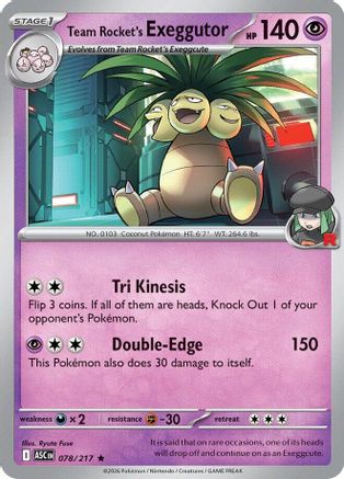 Team Rocket's Exeggutor 078  - Reverse Holofoil ME Ascended Heroes - Rare