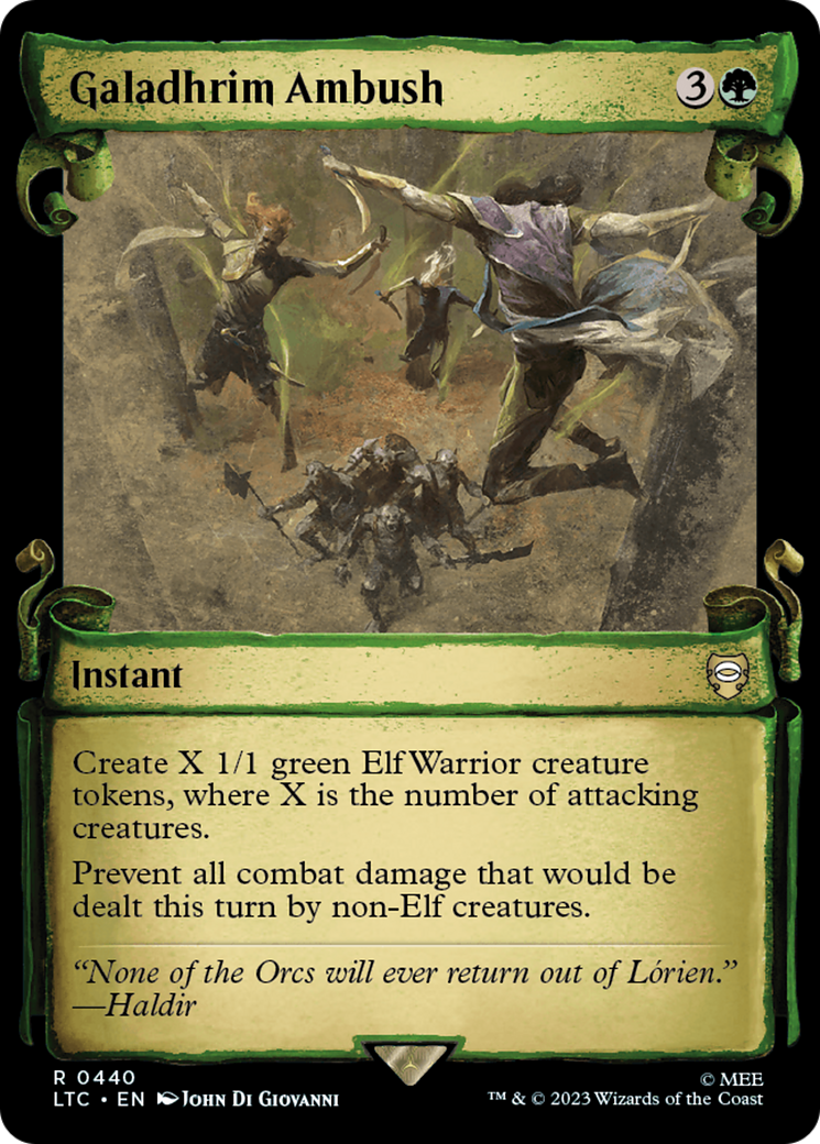 Galadhrim Ambush (Showcase Scrolls) (LTC-440) - Tales of Middle-earth Commander: (Showcase) Foil
