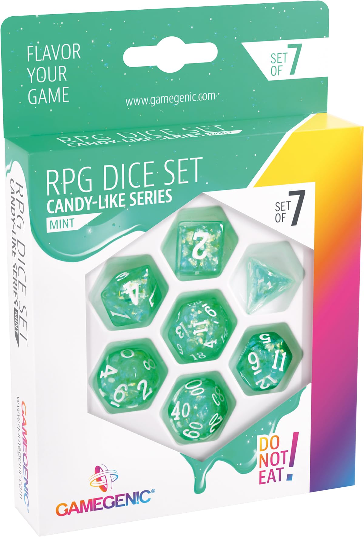 Dice: 7 pc: Candy-like Series: Mint