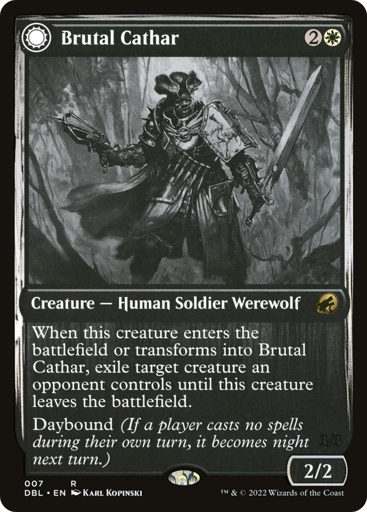 Brutal Cathar (DBL-007) - Innistrad: Double Feature: (Double Faced Transform) Foil