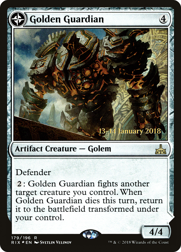 Golden Guardian (PRE-179) - Rivals of Ixalan Promos: (compasslanddfc) Foil
