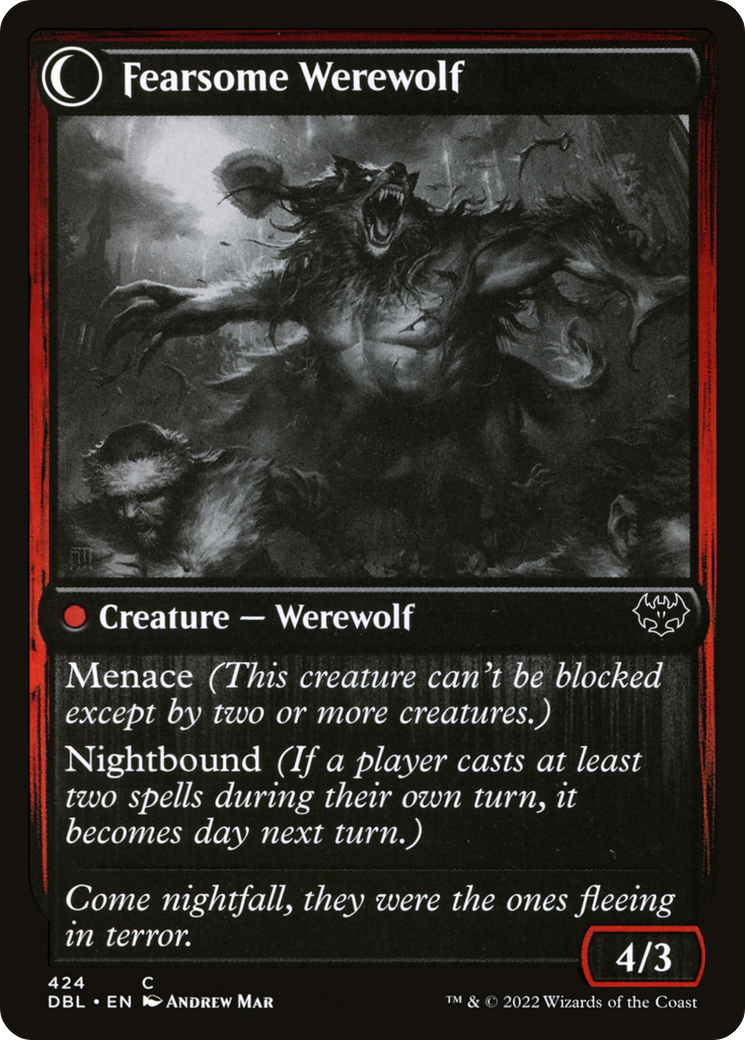 Fearful Villager (DBL-424) - Innistrad: Double Feature: (Double Faced Transform) Foil