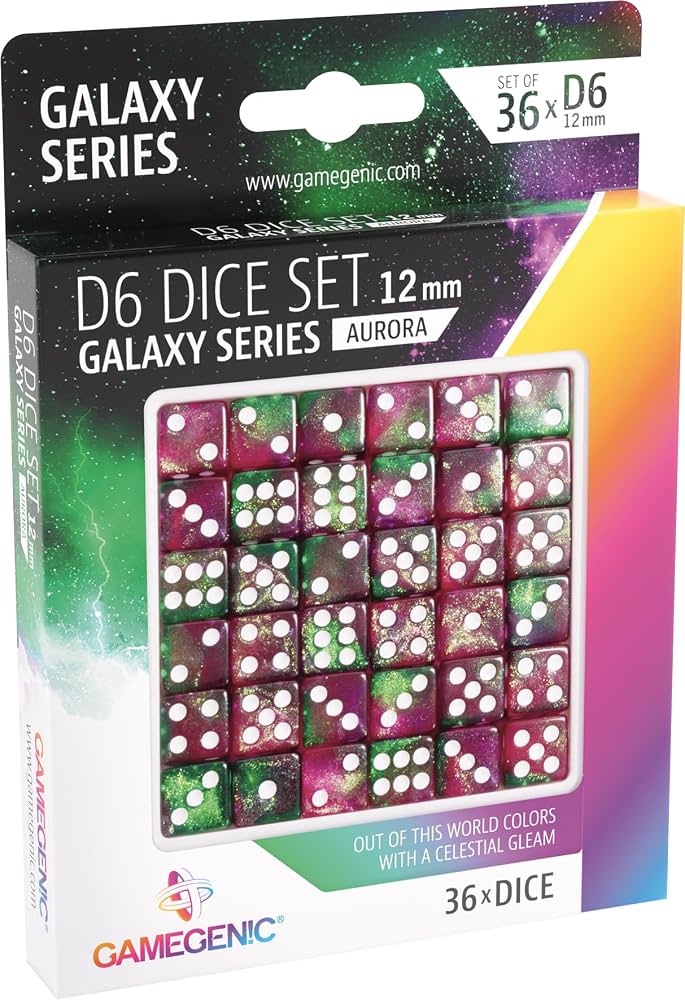 Dice: 36x D6: 12 mm: Galaxy Series: Aurora