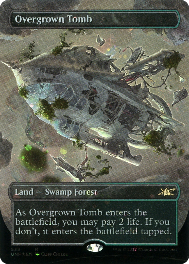 Overgrown Tomb (Borderless) (Galaxy Foil) (UNF-535) - Unfinity Foil