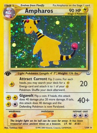 Ampharos  - 1st Edition Holofoil Neo Revelation - Holo Rare