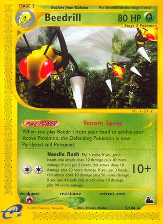 Beedrill (5)  - Reverse Holofoil Skyridge - Rare
