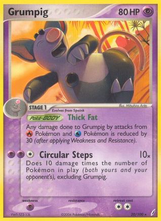 Grumpig/100  - Reverse Holofoil Crystal Guardians - Rare