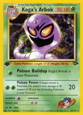 Koga's Arbok 025  - 1st Edition Gym Challenge - Rare