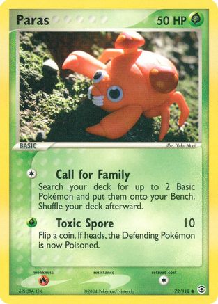 Paras 072  - Reverse Holofoil FireRed & LeafGreen - Common
