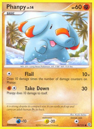 Phanpy 098  - Reverse Holofoil Secret Wonders - Common