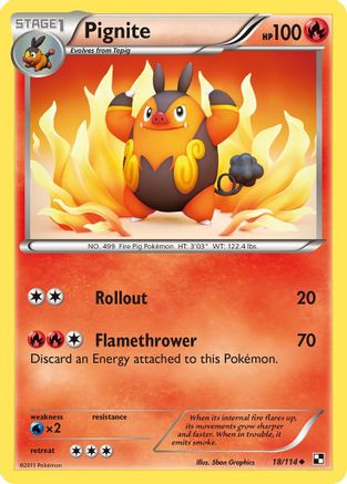 Pignite (18)  - Reverse Holofoil Black and White - Uncommon