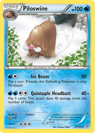 Piloswine  - Reverse Holofoil Plasma Storm - Uncommon
