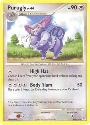 Purugly  - Reverse Holofoil Diamond and Pearl - Rare