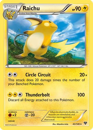 Raichu  - Reverse Holofoil XY Base Set - Holo Rare