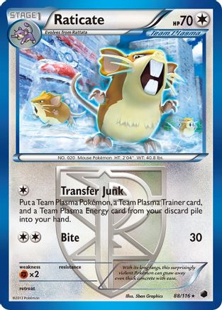 Raticate (Team Plasma) 088  - Reverse Holofoil Plasma Freeze - Rare