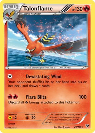 Talonflame 028  - Reverse Holofoil XY Base Set - Holo Rare