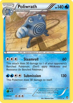 Poliwrath 017  - Reverse Holofoil XY  Furious Fists - Holo Rare